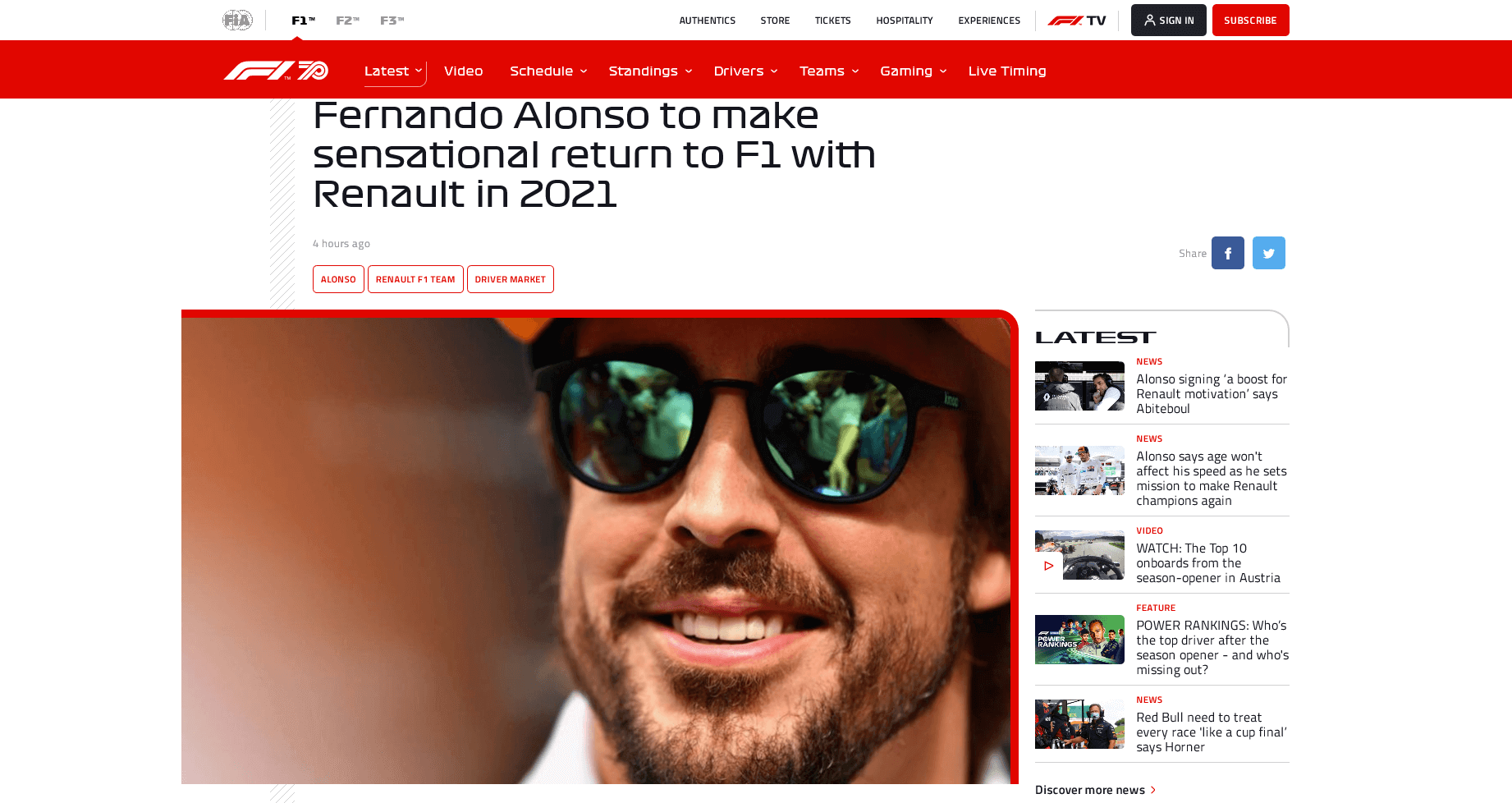Новости на Formula1.com