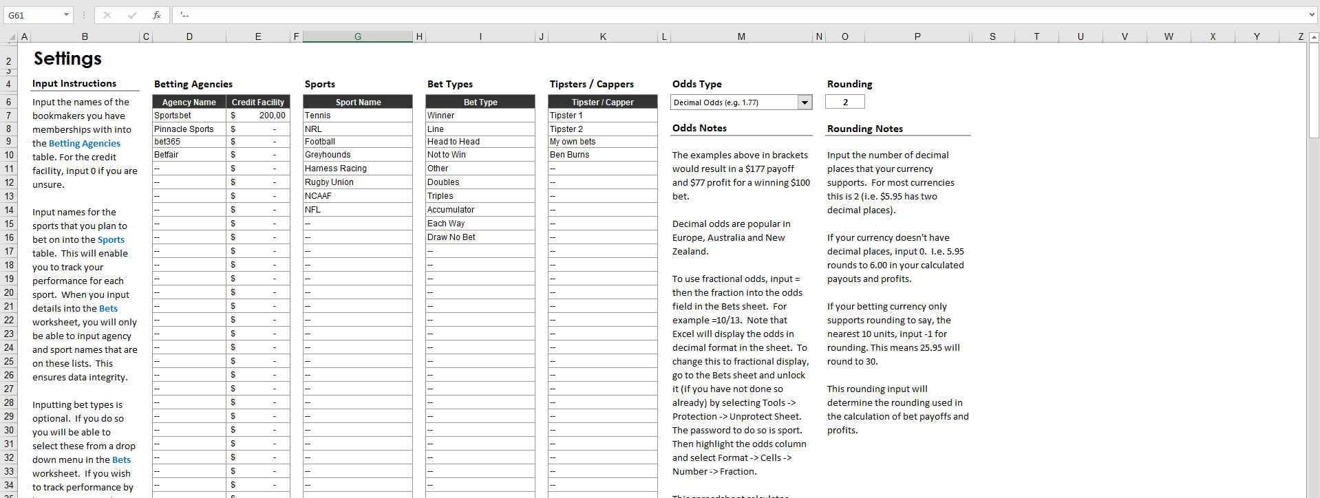 Excel-таблица для ставок на спорт
